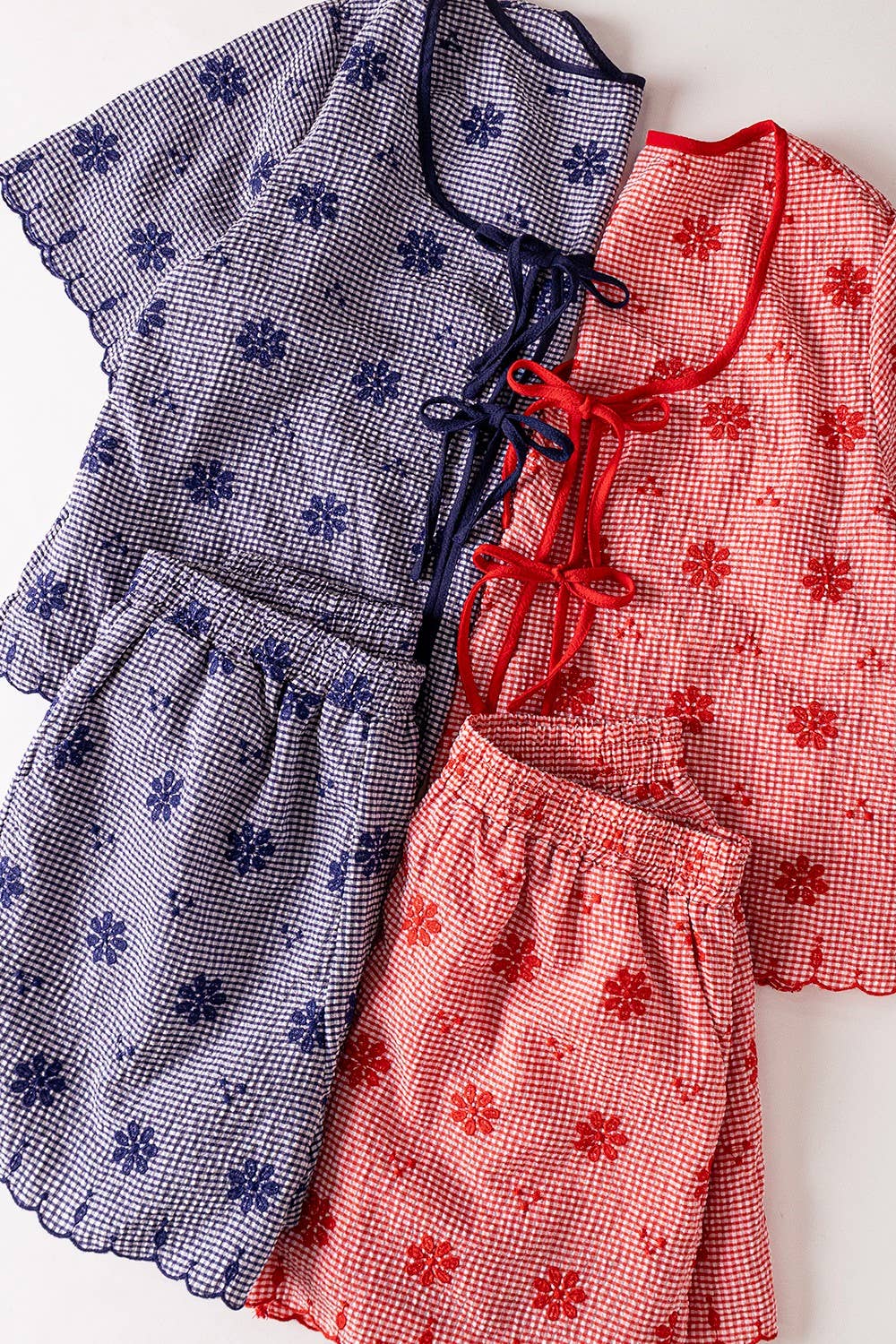 Floral Embroidery Woven Top & Shorts Set