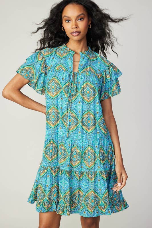 Bohemian Printed Tiered Mini Dress