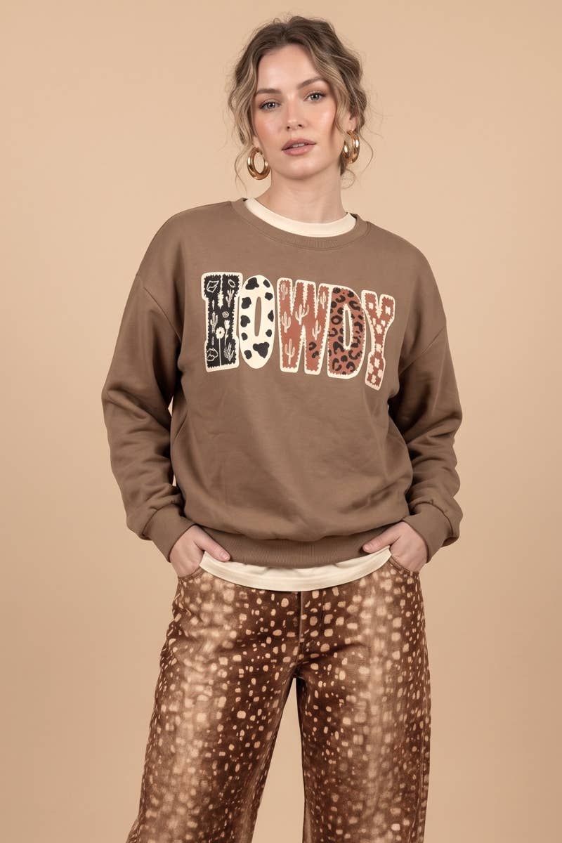 The "Howdy" Multi-Pattern Graphic Sweatshirt