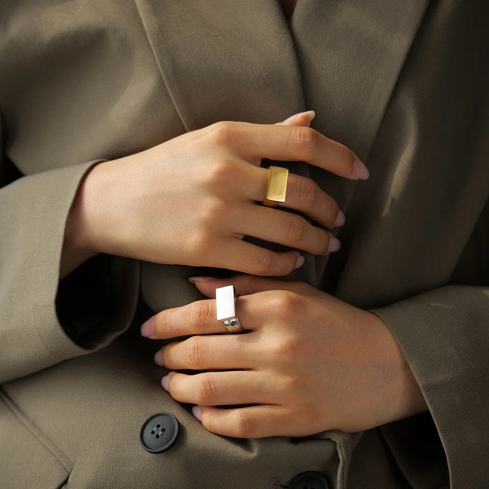 Minimalist Square 18K Gold Plated Ring